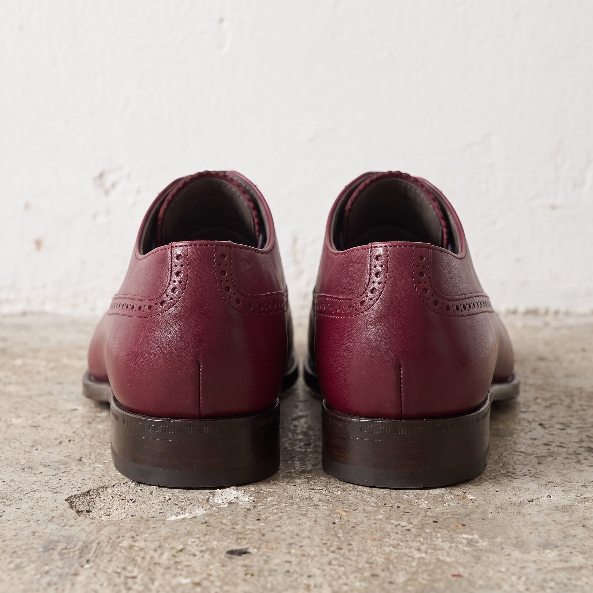 Men's Burgundy Cap-Toe Brogue Leather Oxfords — Glaven