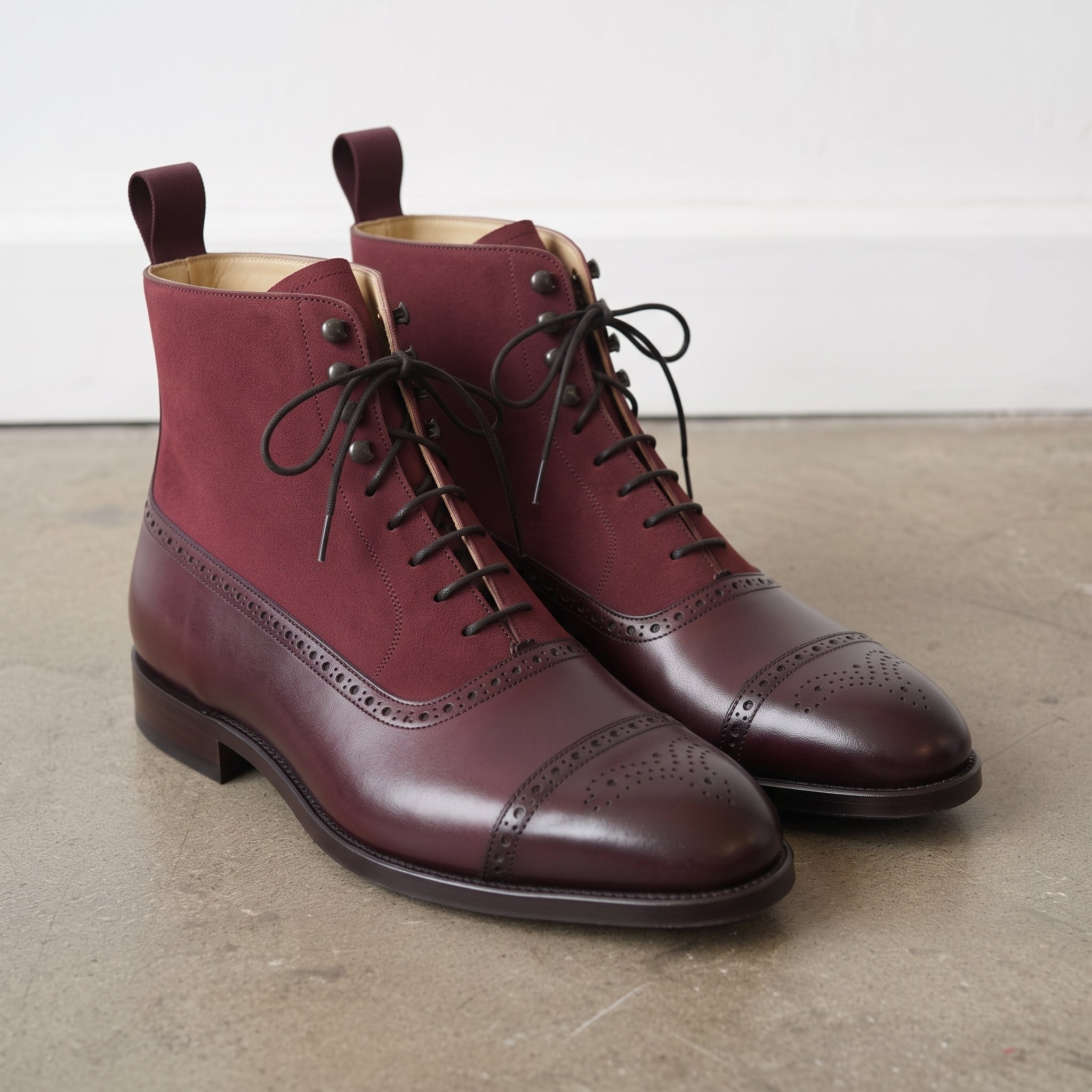 Men's Burgundy Cap-Toe Leather Boots — Dolman