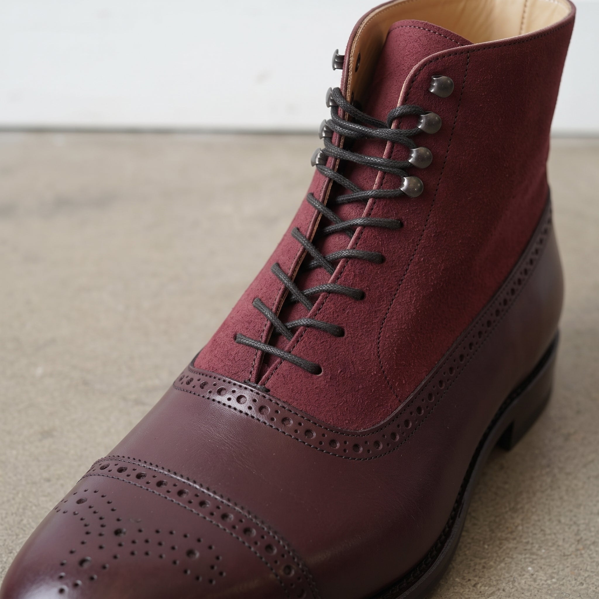 Men's Burgundy Cap-Toe Leather Boots — Dolman