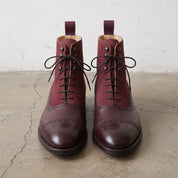 Men's Burgundy Cap-Toe Leather Boots — Dolman