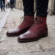 Men's Burgundy Cap-Toe Leather Boots — Dolman