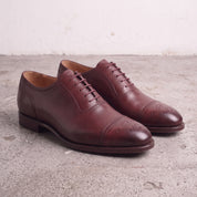 Men's Burgundy Cap-Toe Leather Brogue Oxfords — Faversham