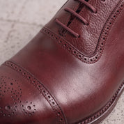 Men's Burgundy Cap-Toe Leather Brogue Oxfords — Faversham