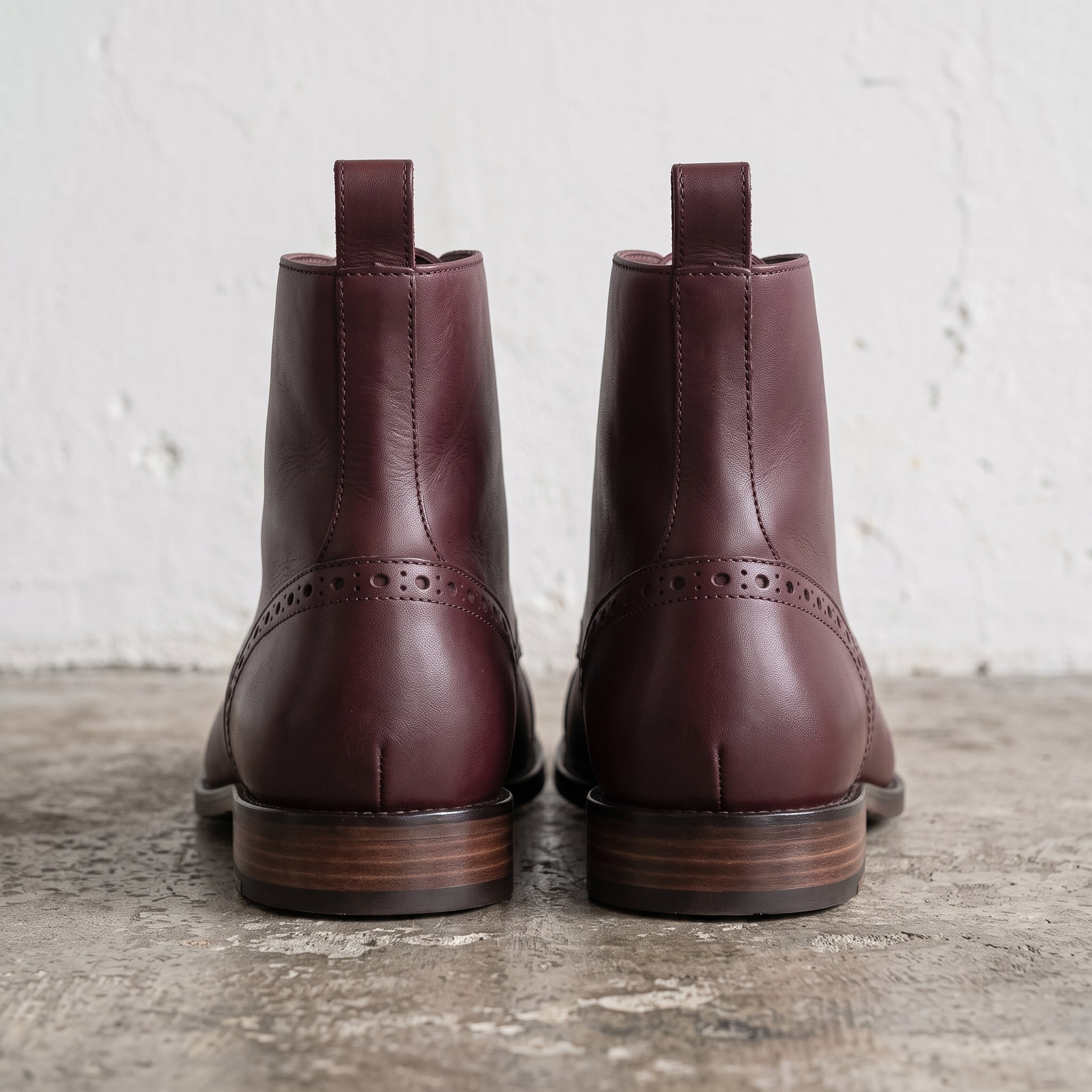 Men's Burgundy Cap-Toe Leather Derby Boots — Eltham