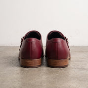 Men's Burgundy Cap-Toe Leather Double Monk Strap Shoes — Ardleigh