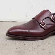 Men's Burgundy Cap-Toe Leather Double Monk Strap Shoes — Phillips — Phillips