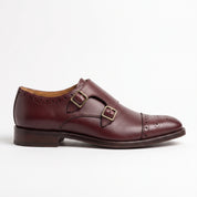 Men's Burgundy Cap-Toe Leather Double Monk Strap Shoes — Tunbridge — Tunbridge