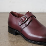 Men's Burgundy Cap-Toe Leather Monk Strap Shoes — Eckham