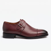 Men's Burgundy Cap-Toe Leather Monk Strap Shoes — Eckham