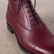 Men's Burgundy Cap-Toe Leather Oxford Boots — Wingham