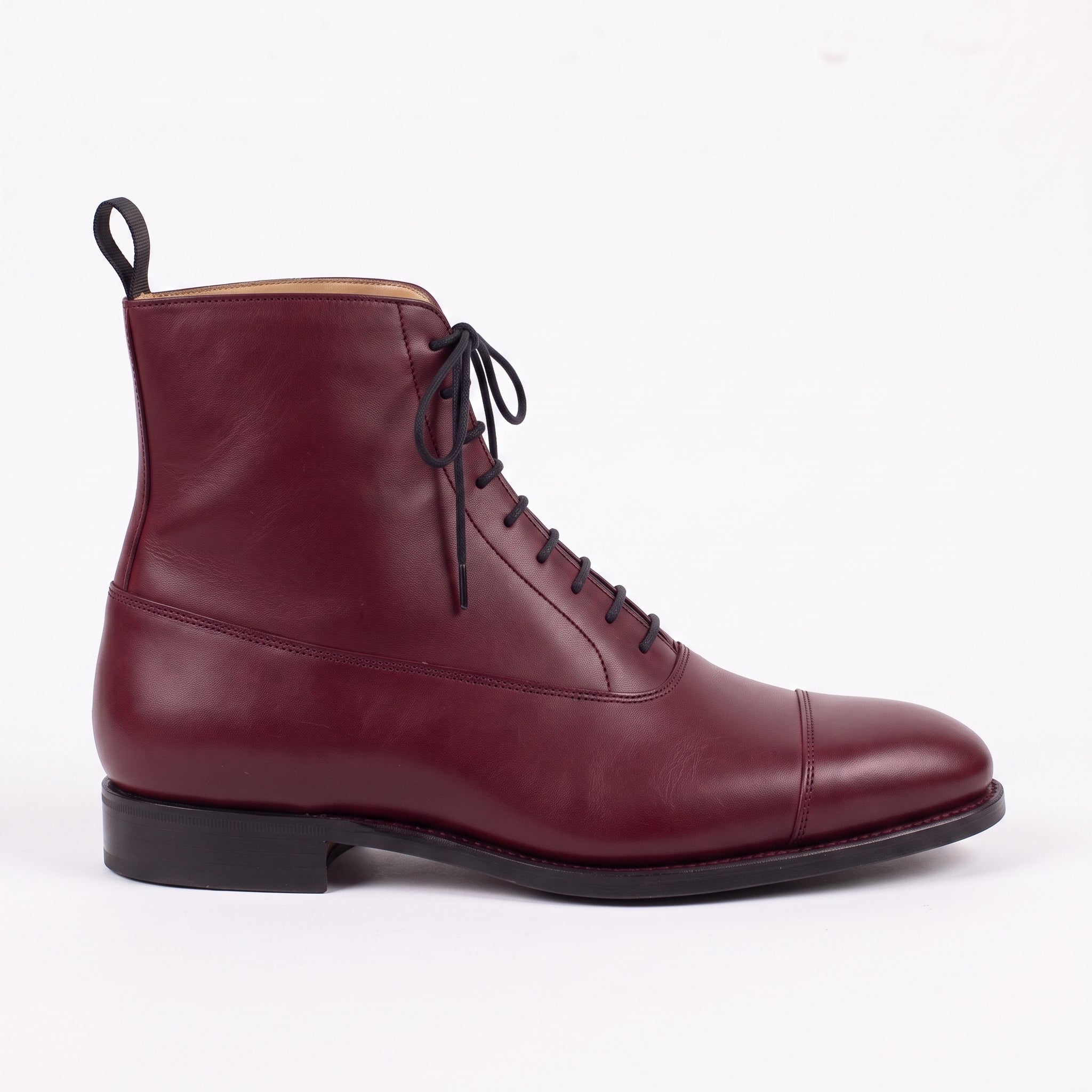 Men's Burgundy Cap-Toe Leather Oxford Boots — Wingham