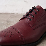 Men's Burgundy Cap-Toe Leather Derby — Adstock