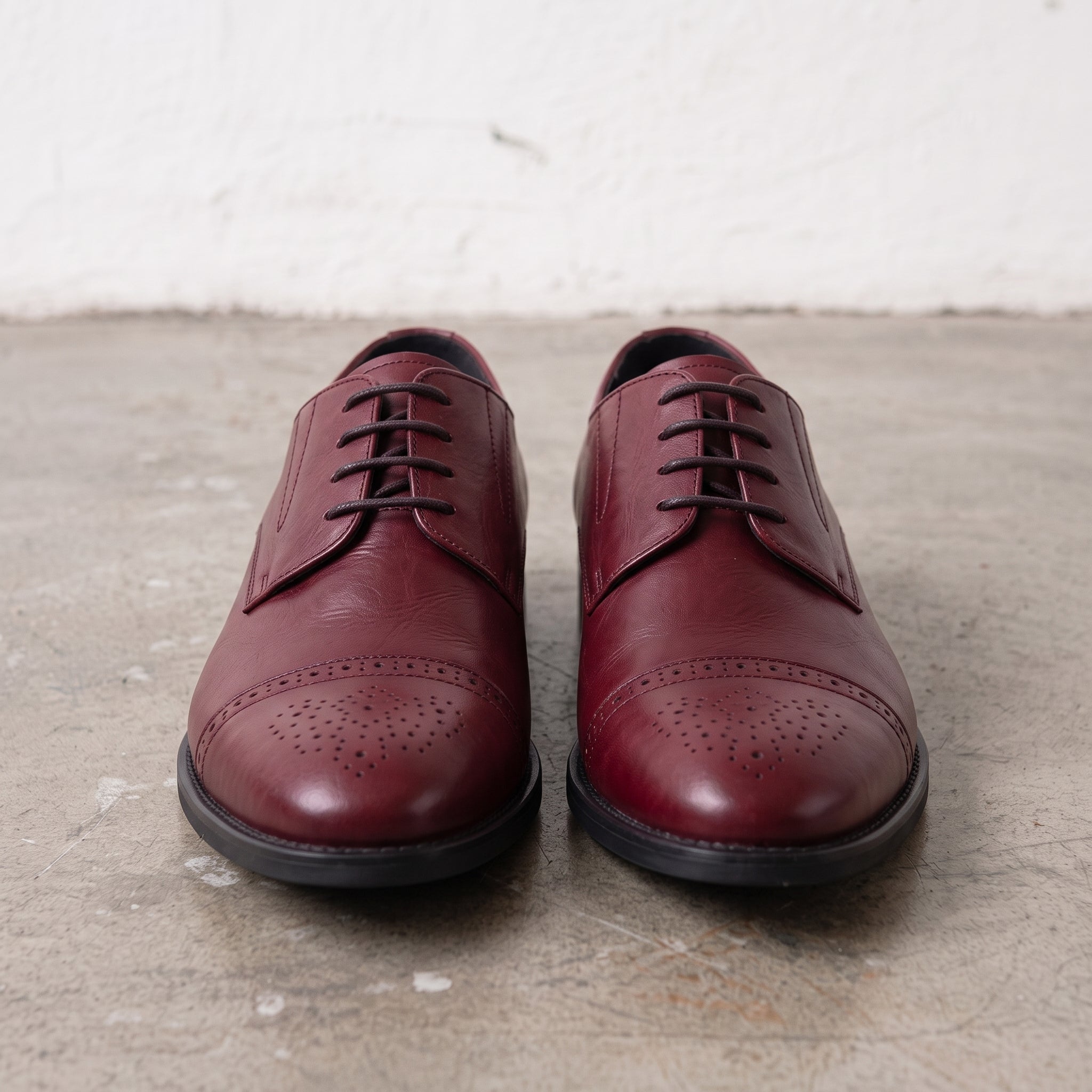Men's Burgundy Cap-Toe Leather Derby — Adstock