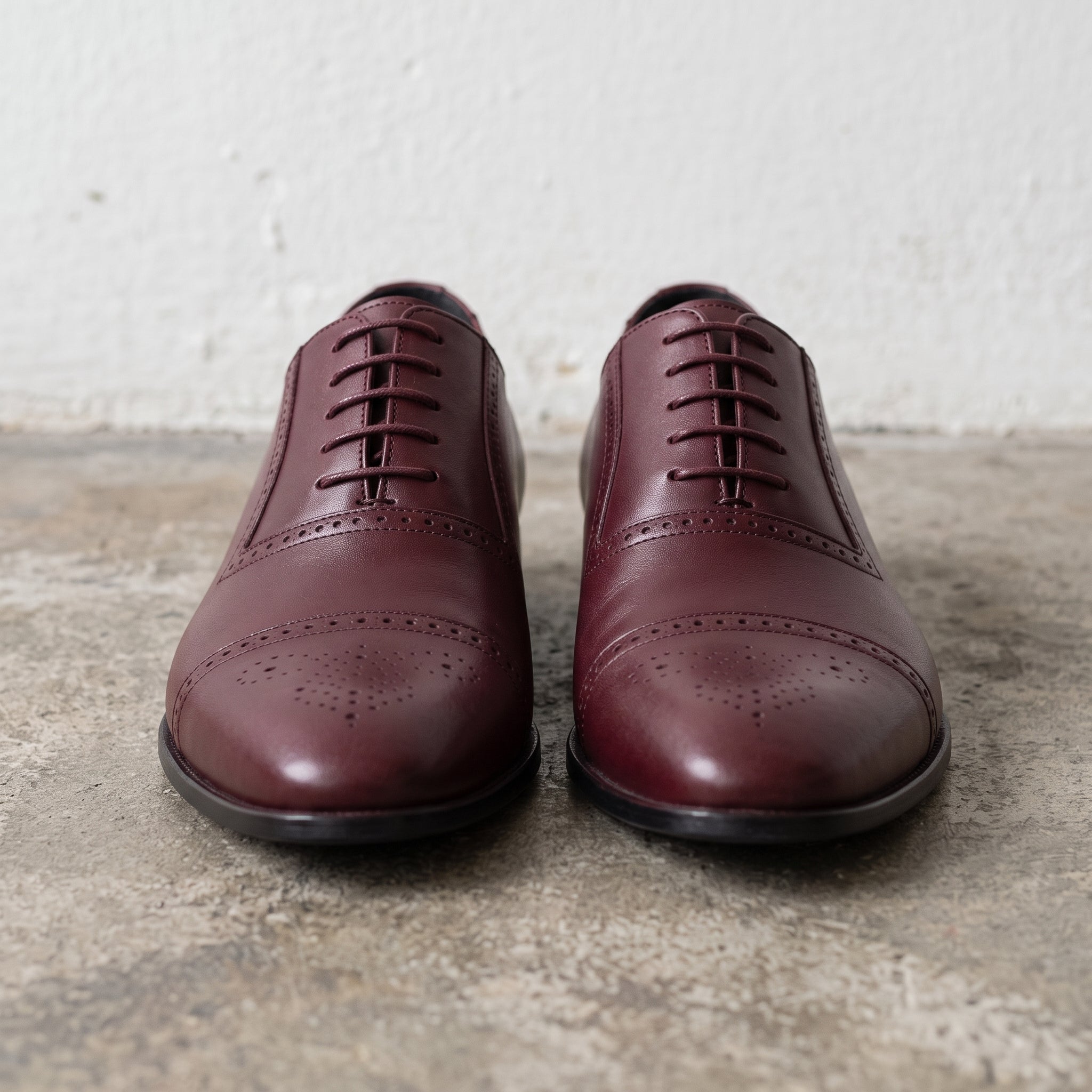 Men's Burgundy Cap-Toe Leather Oxfords — Aspall