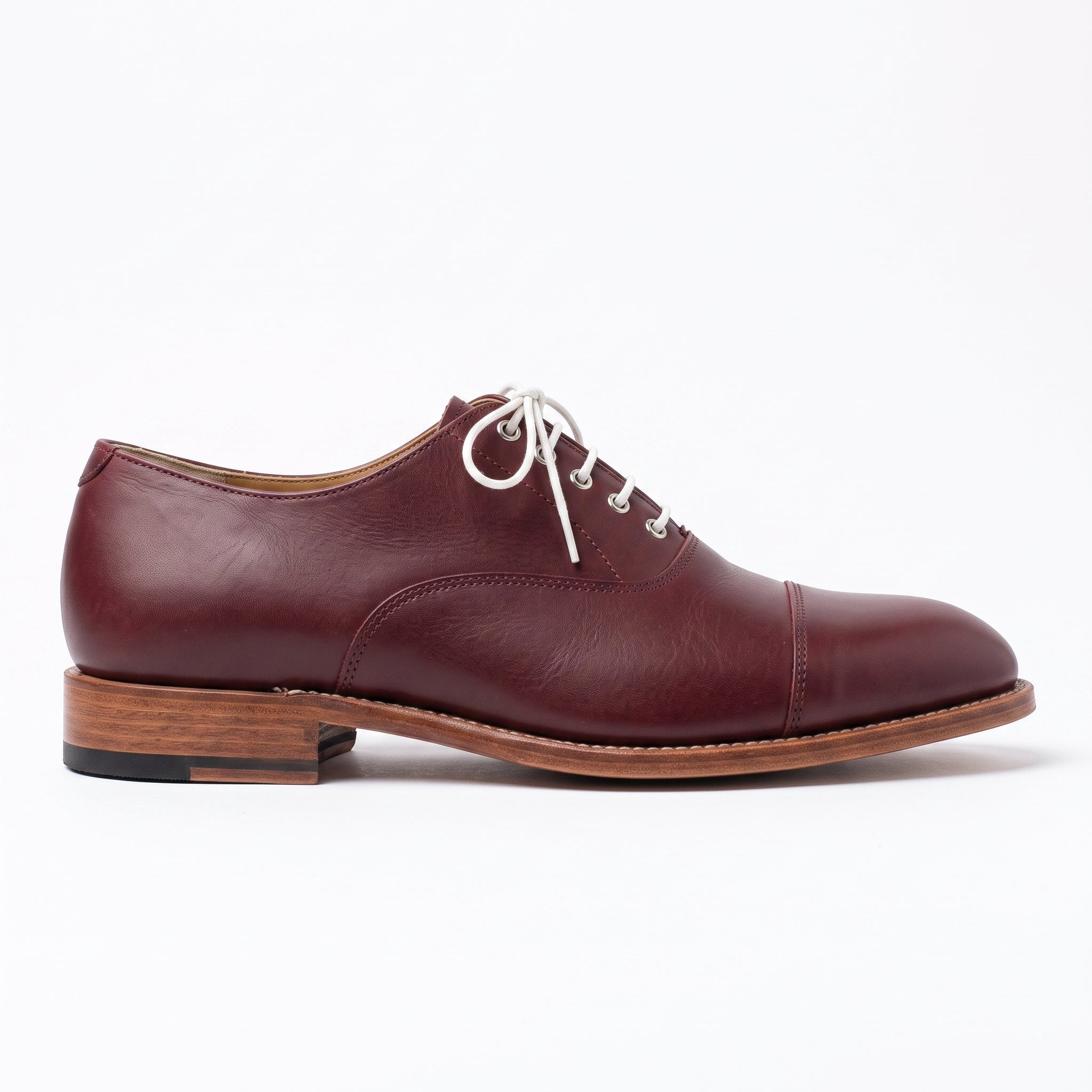 Men's Burgundy Cap-Toe Leather Oxfords — Bromley