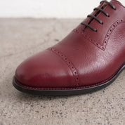 Men's Burgundy Cap-Toe Leather Oxfords — Churwell