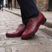 Men's Burgundy Cap-Toe Leather Oxfords — Churwell