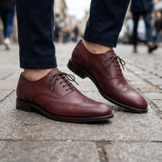Men's Burgundy Cap-Toe Leather Oxfords — Edenwood