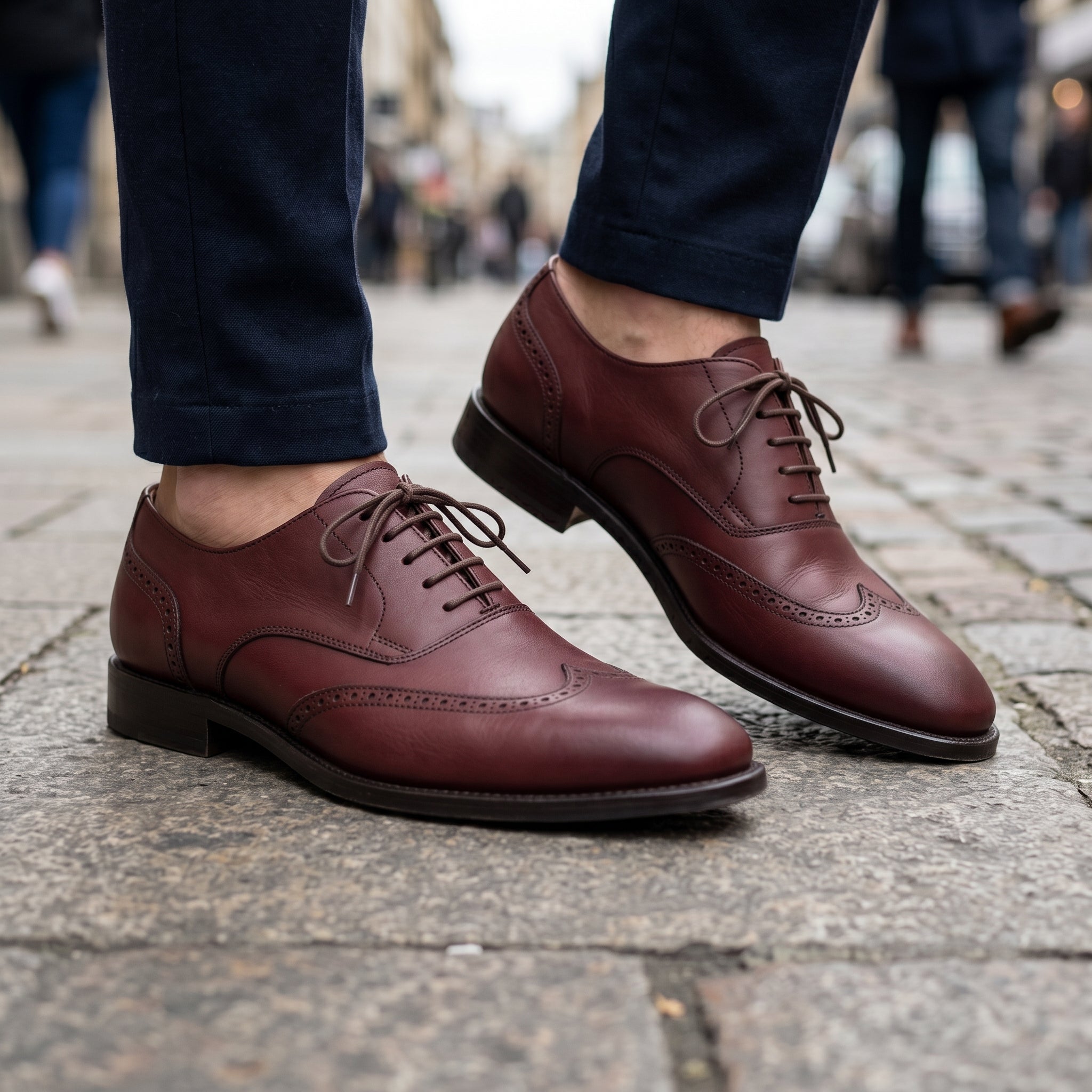 Men's Burgundy Cap-Toe Leather Oxfords — Edenwood