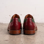 Men's Burgundy, Cream, and Dark Green Wingtip Leather Oxfords — Acremore