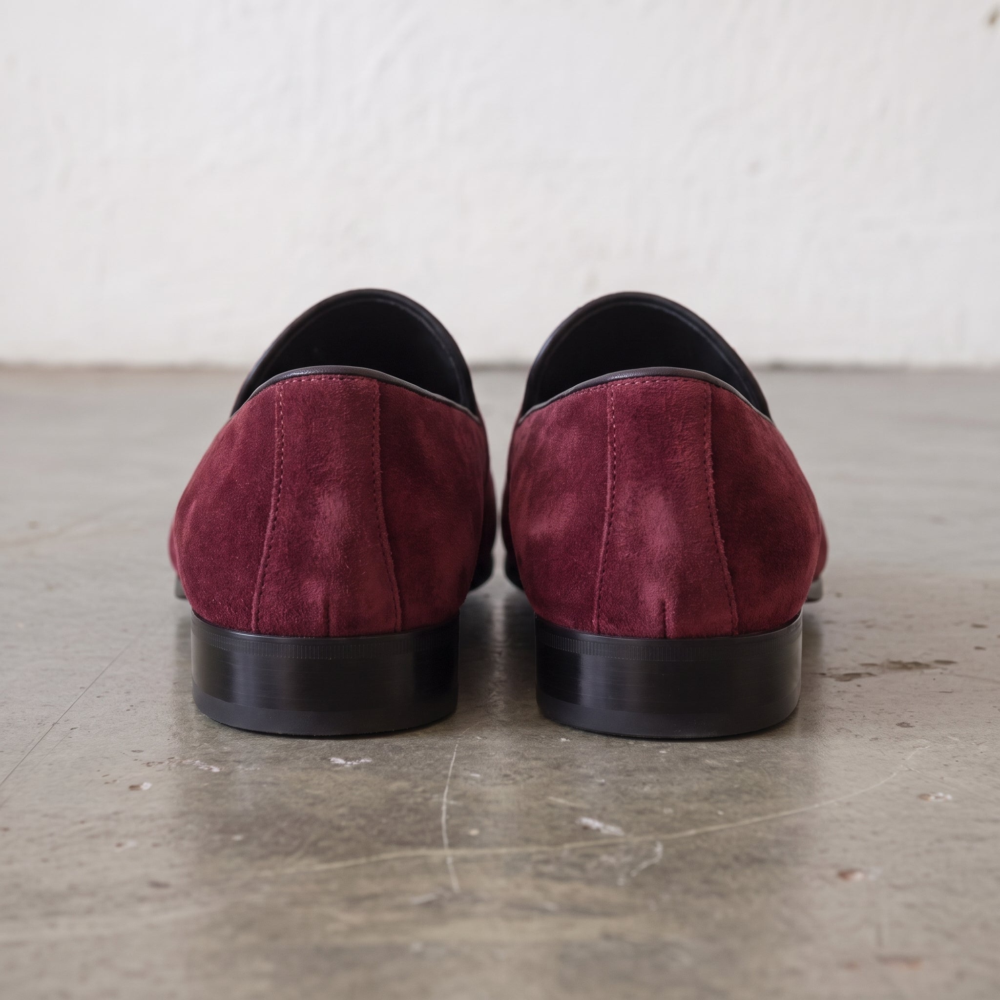 Men's Burgundy Embroidered Suede Loafers — Stratford