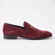 Men's Burgundy Embroidered Suede Loafers — Stratford