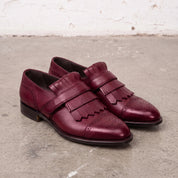 Men's Burgundy Fringe Leather Kiltie Loafers — Ross