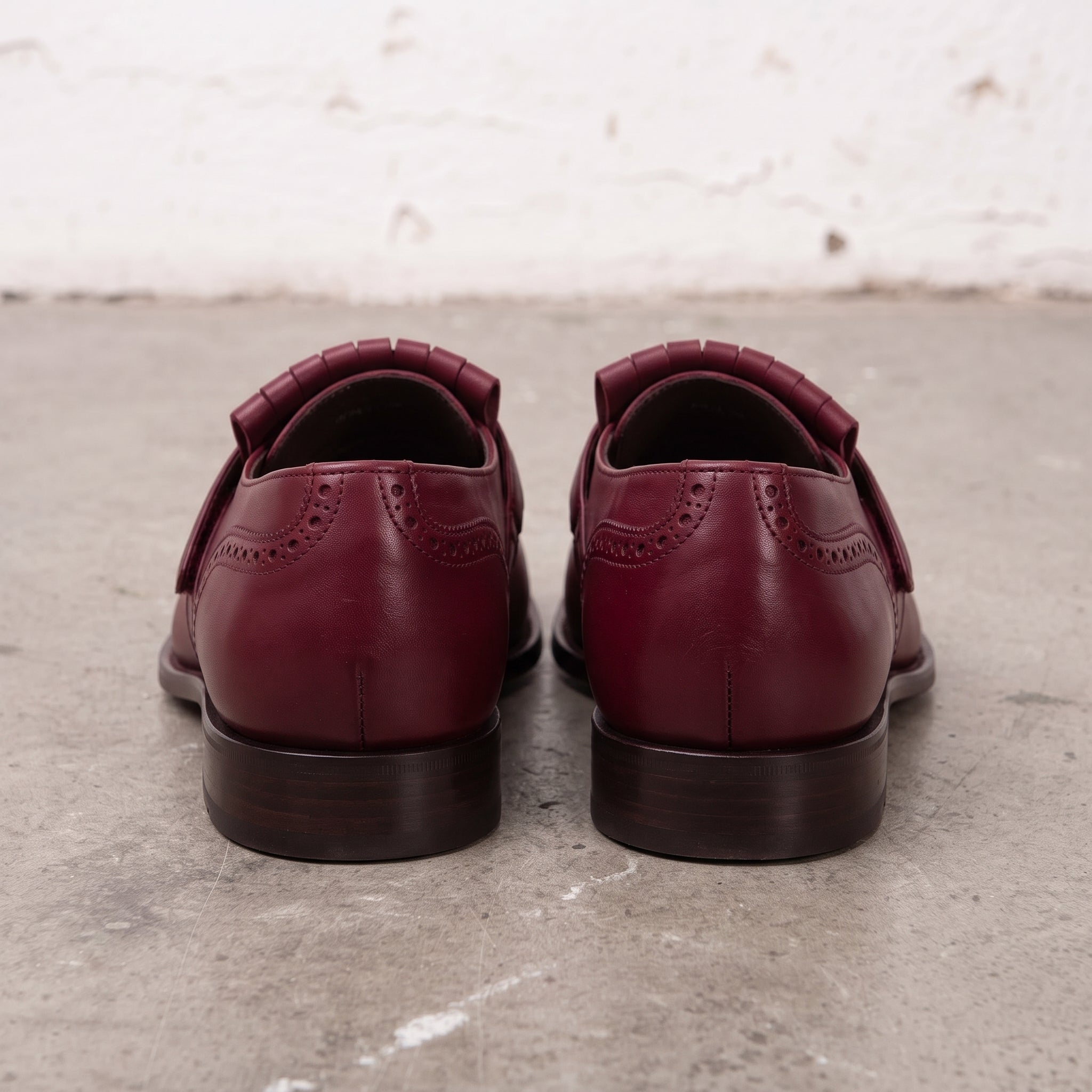 Men's Burgundy Fringe Leather Kiltie Loafers — Ross
