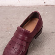 Men's Burgundy Fringe Leather Kiltie Loafers — Ross