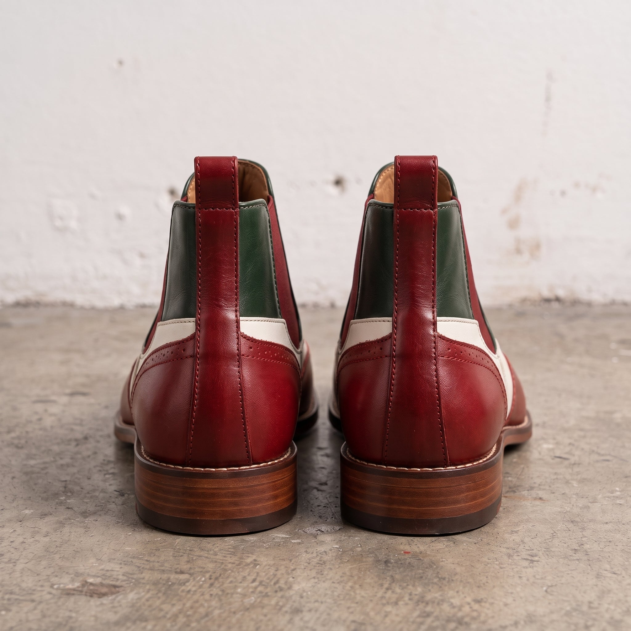 Men's Tri-Color Wingtip Leather Brogue Chelsea Boots — Adwall