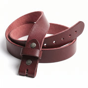 Men's Burgundy Leather Buckleless Belt — Dereham