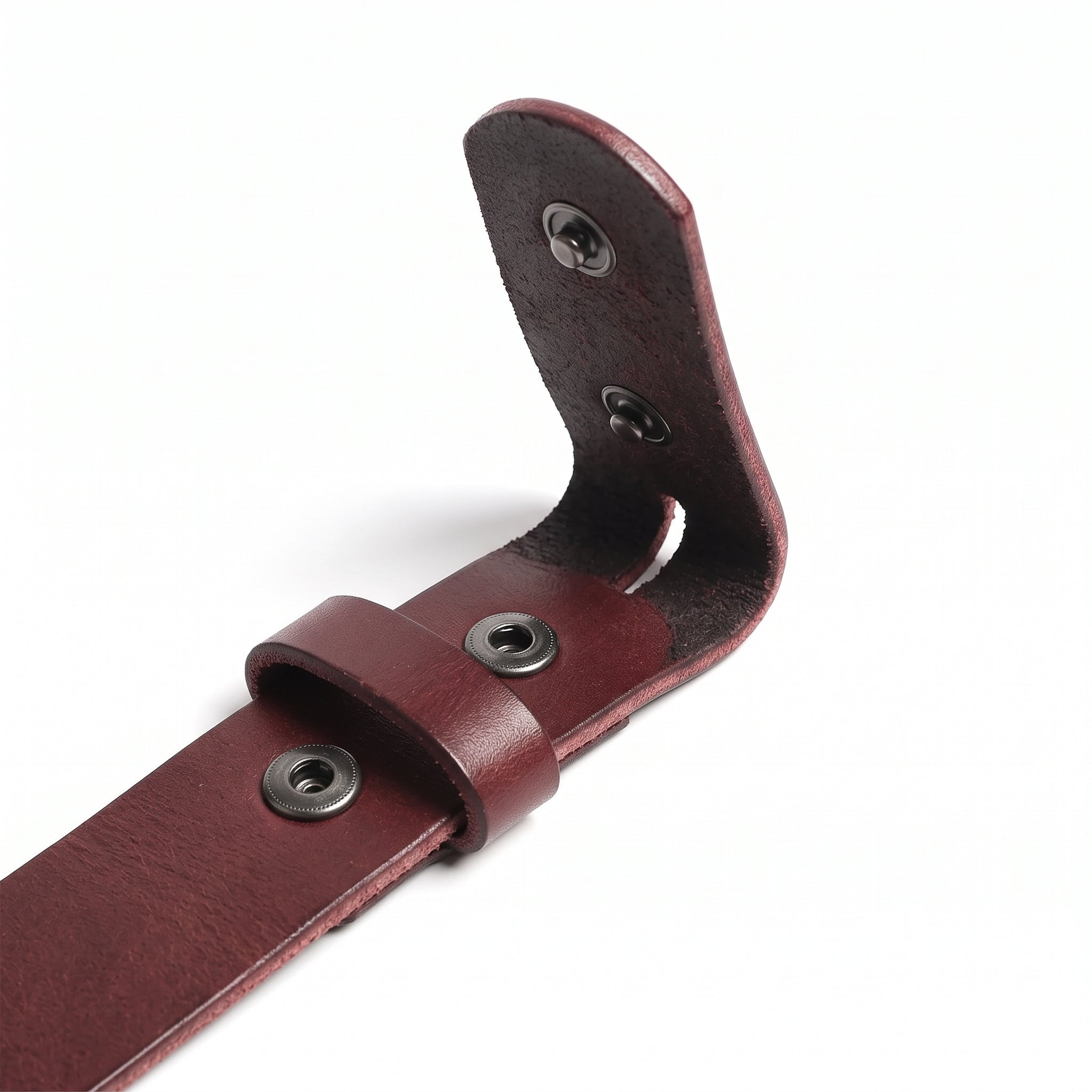 Men's Burgundy Leather Buckleless Belt — Dereham