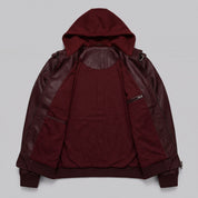 Men's Burgundy Leather Biker Jacket — Matlock