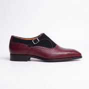 Men's Burgundy and Black Leather Monk Strap Shoes — Bramhall