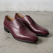 Men's Burgundy Plain-Toe Leather Oxfords — Cambray