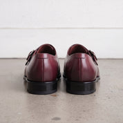 Men's Burgundy Cap-Toe Leather Monk Strap Shoes — Eckham