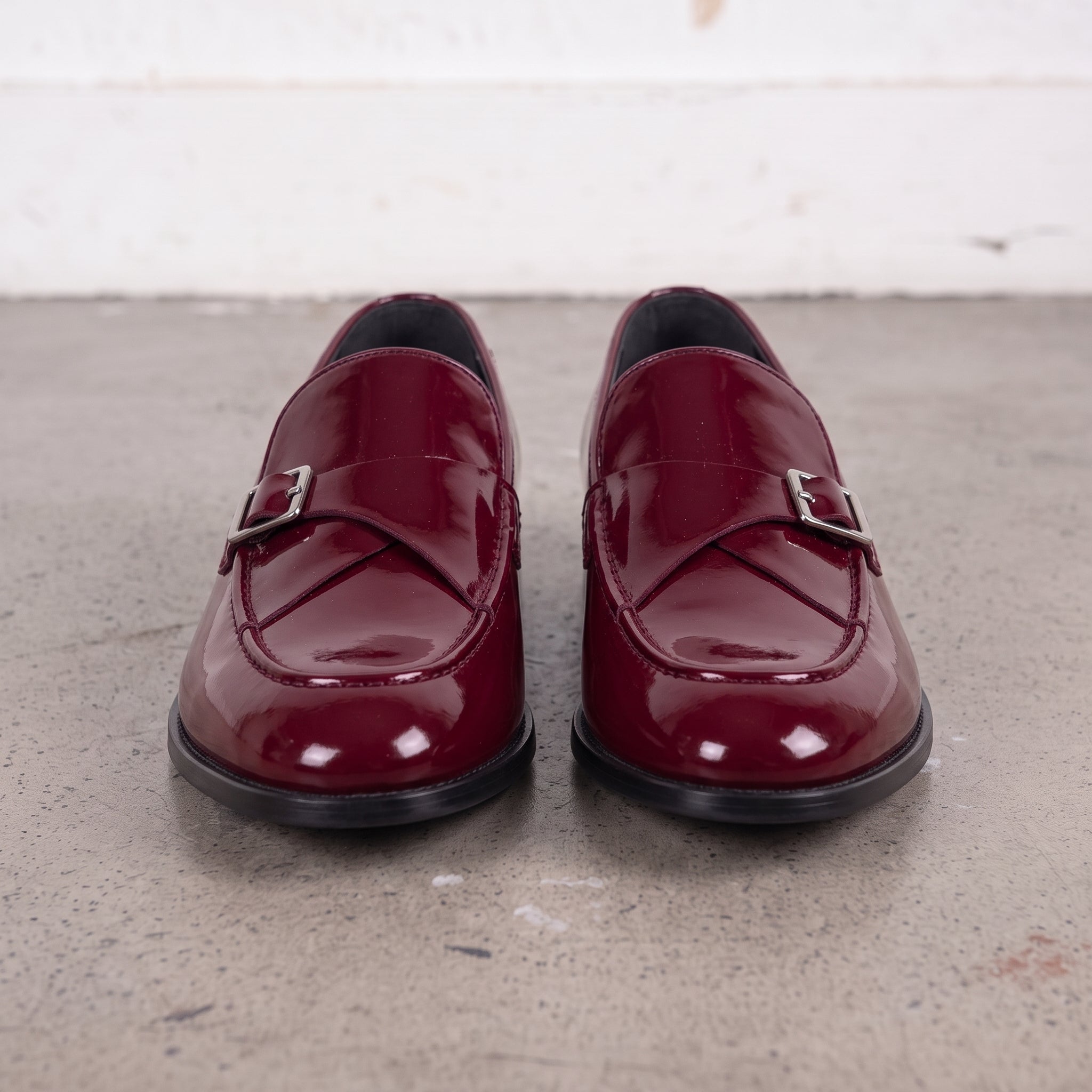 Men's Burgundy Patent Leather Monk Strap Loafers — Lofthouse