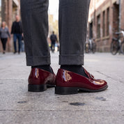 Men's Burgundy Patent Leather Monk Strap Loafers — Lofthouse