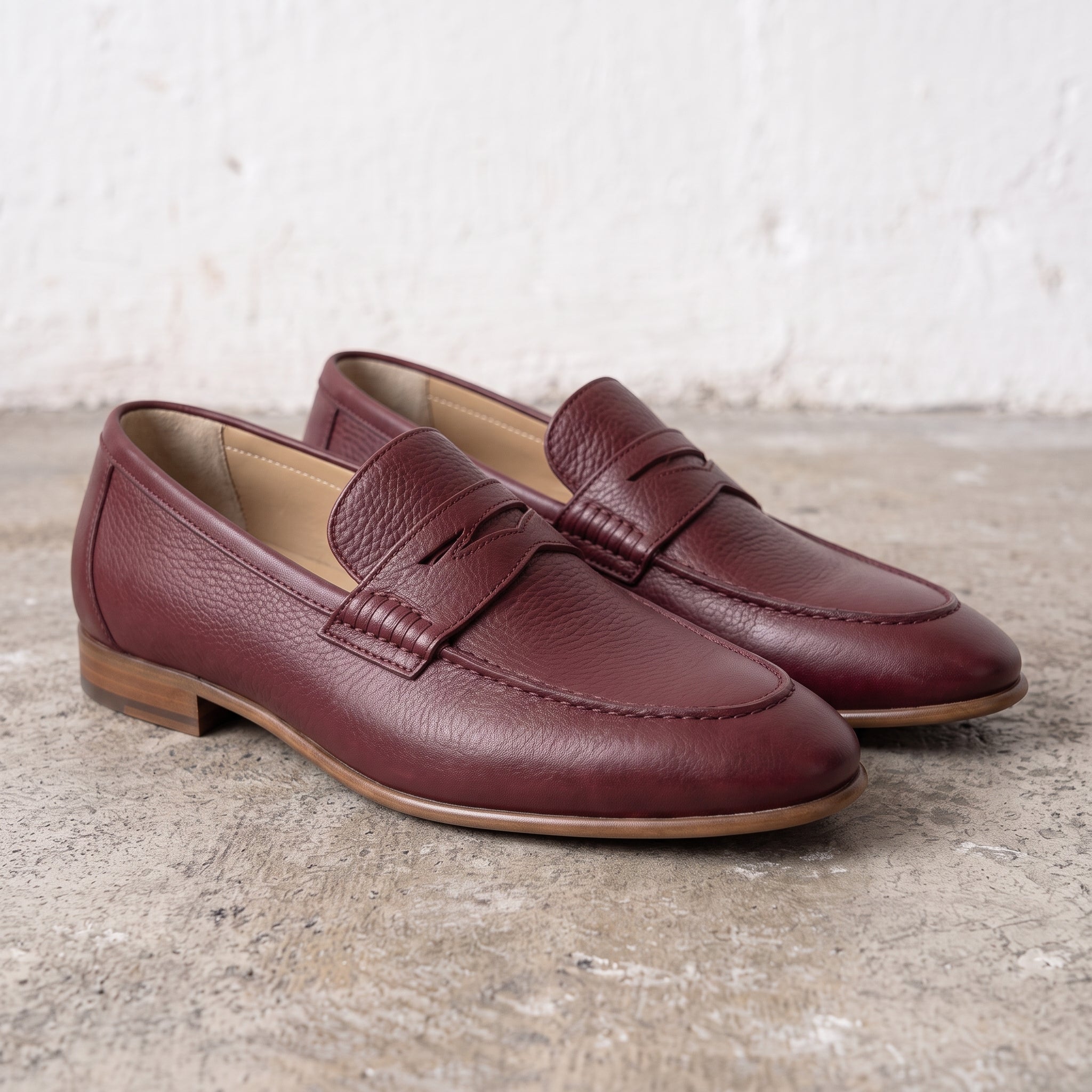 Handcrafted Men's Burgundy Leather Moccasin Loafers — Finsbury