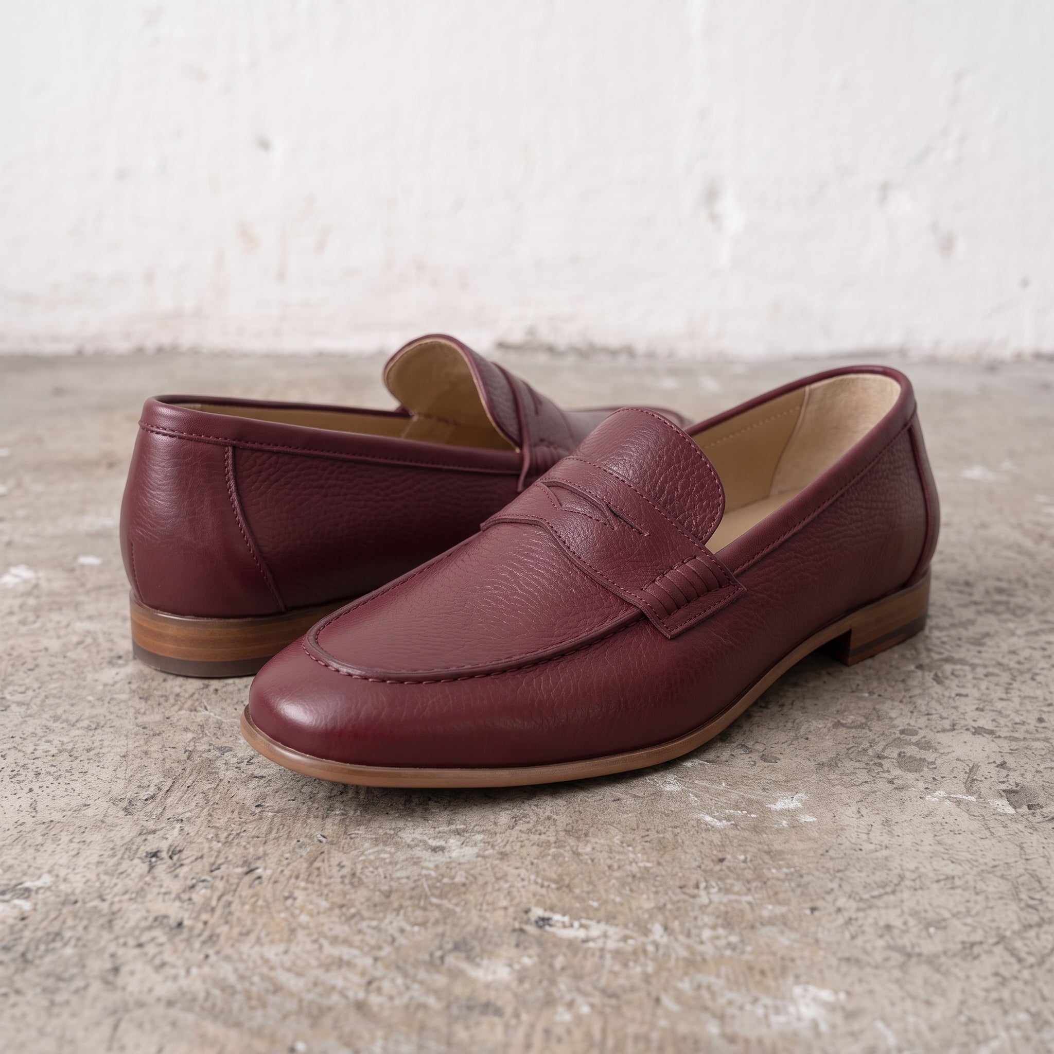 Handcrafted Men's Burgundy Leather Moccasin Loafers — Finsbury