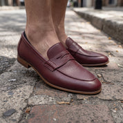 Handcrafted Men's Burgundy Leather Moccasin Loafers — Finsbury