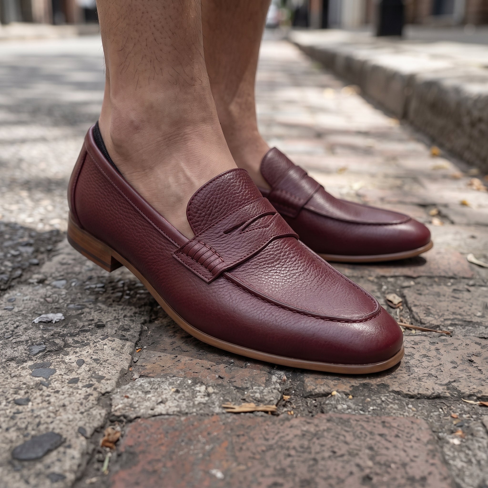 Handcrafted Men's Burgundy Leather Moccasin Loafers — Finsbury