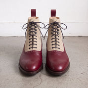 Men's Burgundy and Tan Leather Wingtip Oxford Boots — Binham