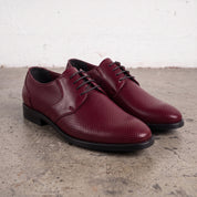 Men's Burgundy Perforated Leather Derby Shoes — Ingham