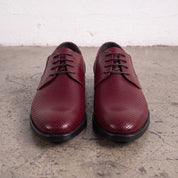 Men's Burgundy Perforated Leather Derby Shoes — Ingham
