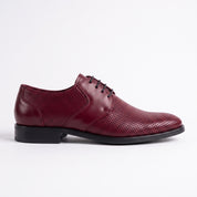 Men's Burgundy Perforated Leather Derby Shoes — Ingham