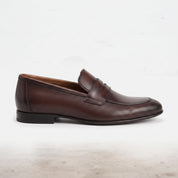 Men's Burgundy Perforated Leather Penny Loafers — Warwick