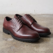 Men's Burgundy Plain-Toe Leather Derbys — Birling