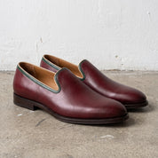 Men's Burgundy Plain-Toe Leather Loafers — Abberfield