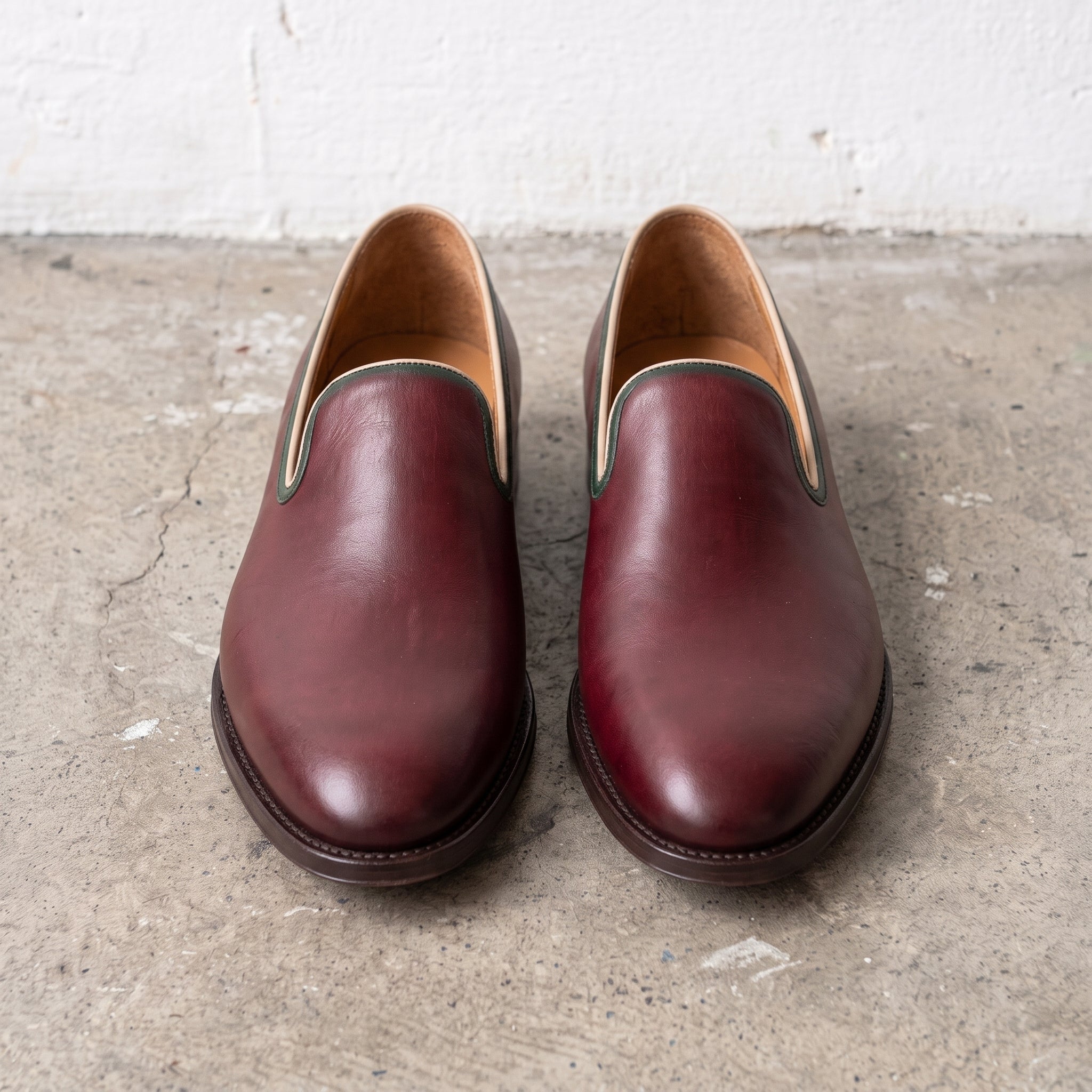 Men's Burgundy Plain-Toe Leather Loafers — Abberfield
